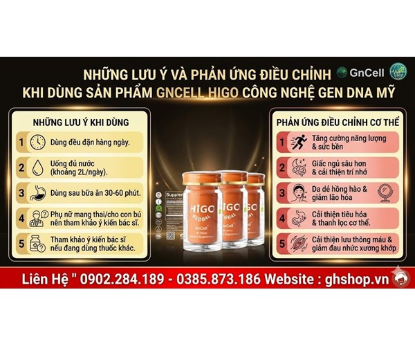 Giá Bán Sản Phẩm GNCELL Higo Công Năng Tác Dụng Và Cách Dùng